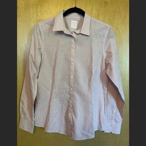 Brooks Brothers Non Iron Pink Striped Button Up (Size 10)